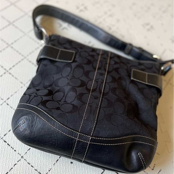 Coach Signature Pattern Leather & Cloth Cross Body Bag - Picture 6 of 7